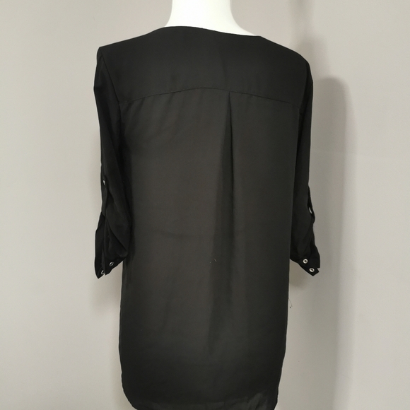 Black Sheer Zip detail Blouse - Dynamite  Size Med - Picture 3 of 6
